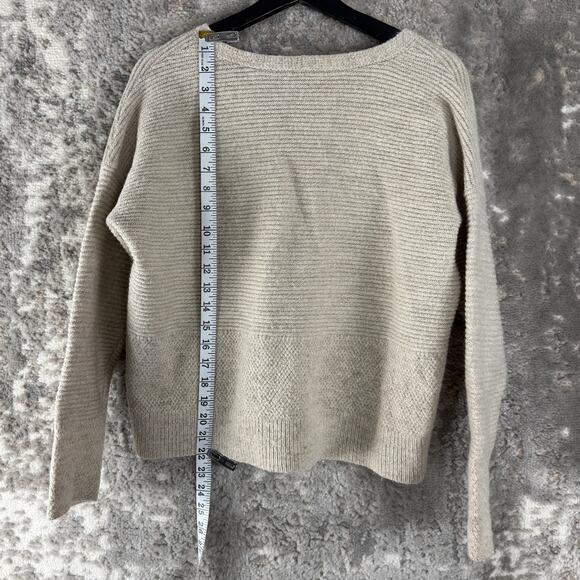 Eileen Fisher Size L Wool Yak Alpaca Ribbed Italian Yarn Casual Sweater Beige - Picture 2 of 6